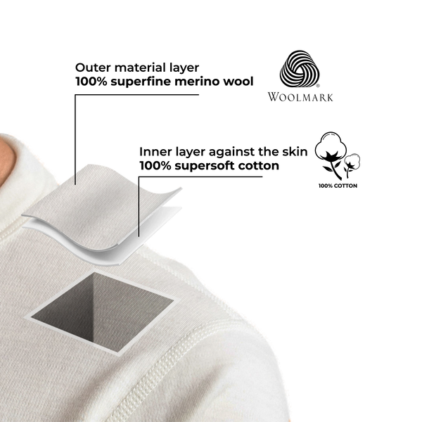Twin-Layer 100% organic cotton & Merino Wool Thermal Base Layer – 240 GSM | Sensitive Skin